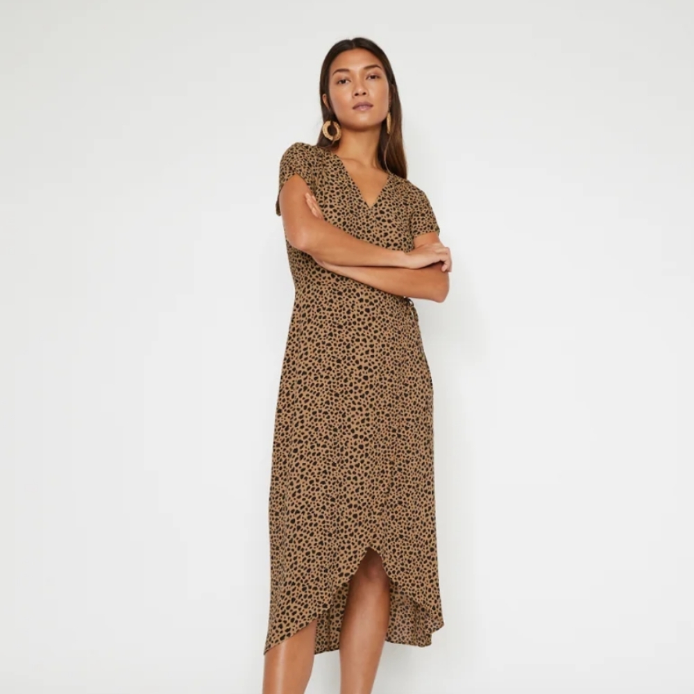 Warehouse- Wrap Leopard Print Dress View 4